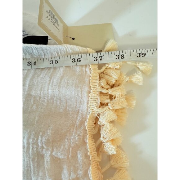 Francescas Lightweight Boho Tassel Scarf Geometric Print Cream Pastel Summer - Picture 10 of 15
